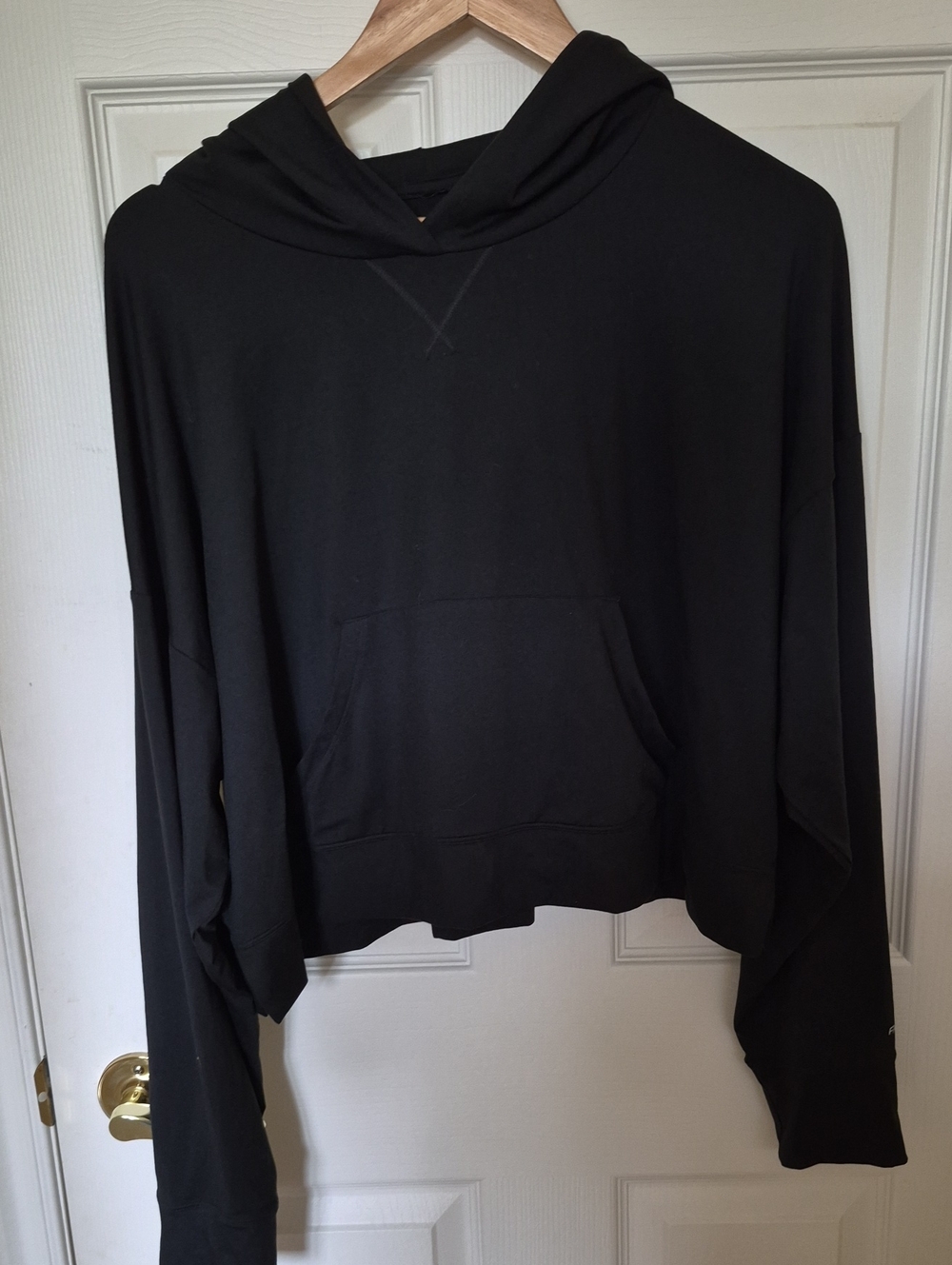 Fabletics Black Cloud Jersey Cropped Hoodie - Size XL
